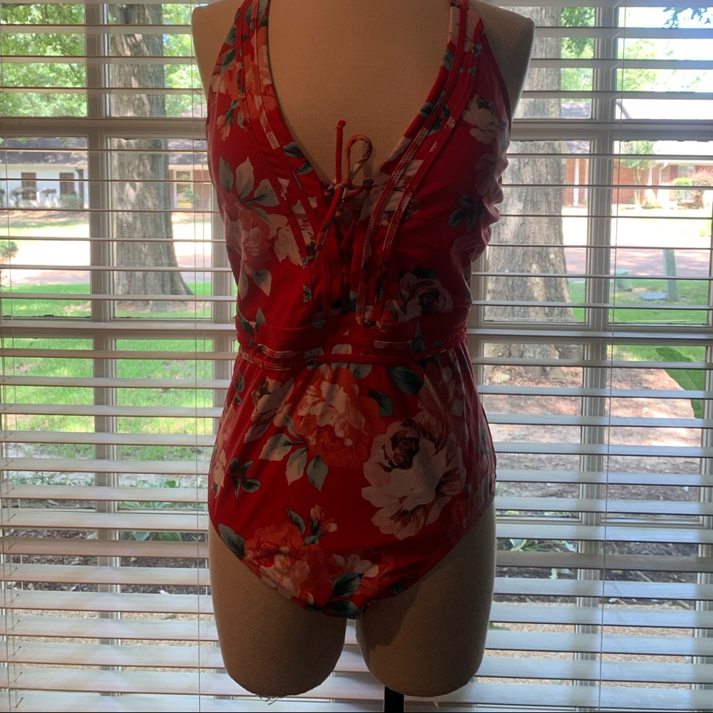 One piece floral bathing suit